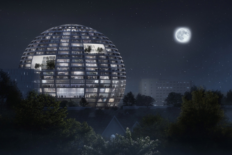 Spherical Mixed-Use Arena with Hotel & Apartments design by MVRDV