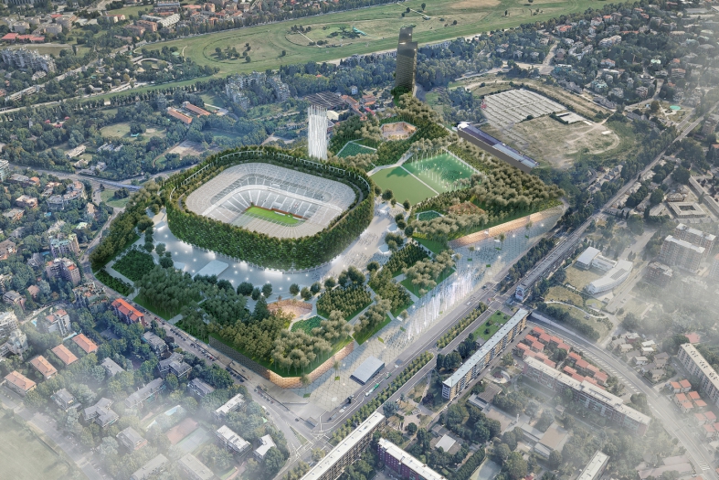 International Forest Stadium in Milan, Italy design by Stefano Boeri Architetti